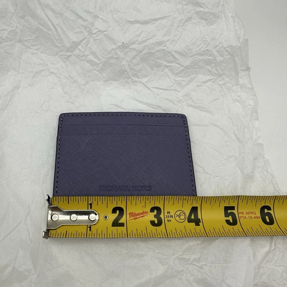 Michael Kors Leather Credit Card And ID Holder Lavender Purple 4"x3" - Picture 3 of 4